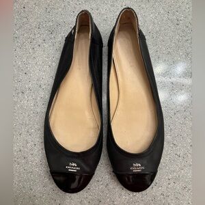 Coach Black Leather Cap Toe Flats